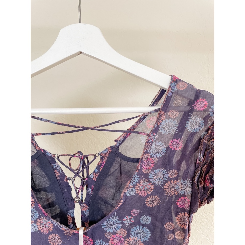 🎉2X HP🎉 Free People Lace Up Floral Mini Dress - Picture 10 of 14